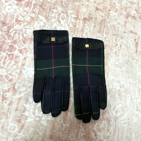 100% Leather Plaid Gloves By Liz Claiborne - Picture 2 of 11
